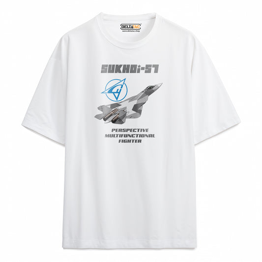 Sukhoi SU-57 T-Shirt - Oversized - white