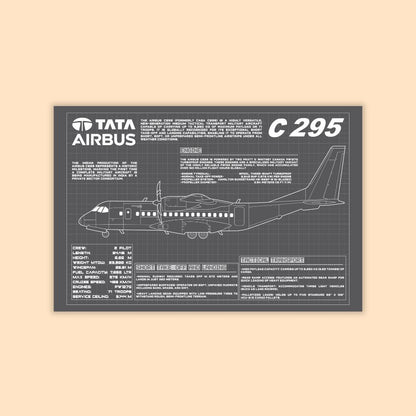 TATA Airbus C295 Blueprint Poster – Aviation Tactical Wall Art