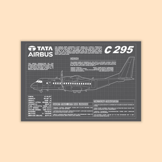TATA Airbus C295 Blueprint Poster – Aviation Tactical Wall Art
