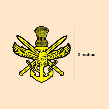 Tri-Service Crest Sticker | Indian Armed Forces Emblem | Military Die-Cut Sticker | DeltaTac