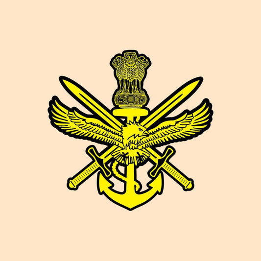 Tri-Service Crest Sticker | Indian Armed Forces Emblem | Military Die-Cut Sticker | DeltaTac