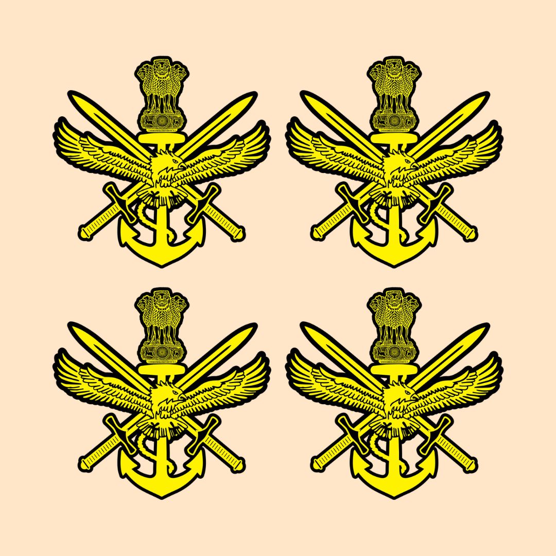 Tri-Service Crest Sticker | Indian Armed Forces Emblem | Military Die-Cut Sticker | DeltaTac