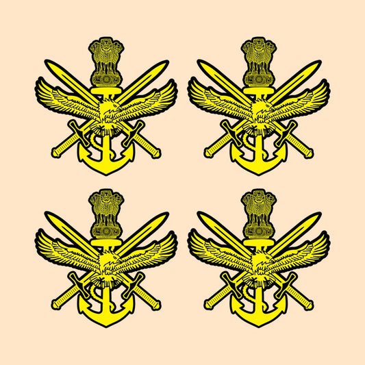 Tri-Service Crest Sticker | Indian Armed Forces Emblem | Military Die-Cut Sticker | DeltaTac