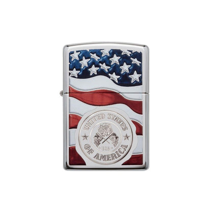Zippo American Stamp on Flag Lighter