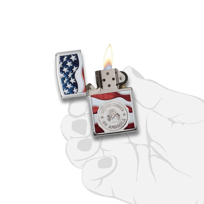 Zippo American Stamp on Flag Lighter