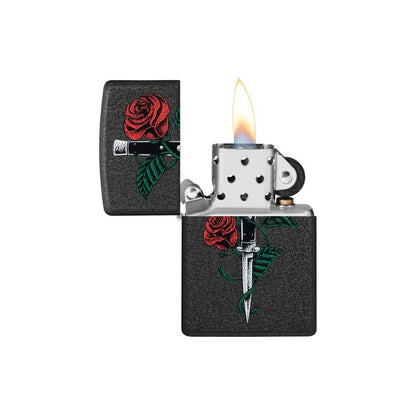 Zippo Rose Dagger Tattoo Design Lighter