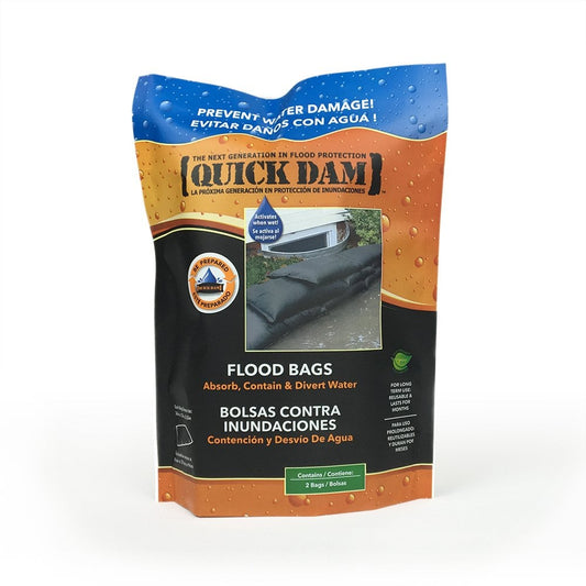 Quick Dam Water Activated Flood Bags 12cm x 22cm, 2-Pack