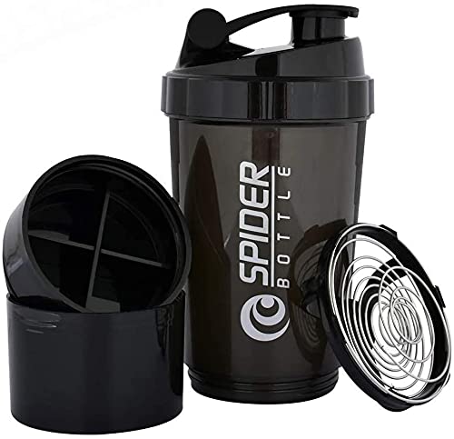 FITNESS STATION Plastic Spider Protein Shaker Water Bottle Sipper for Gym (Black, 500 Ml) - DeltaTac.shop