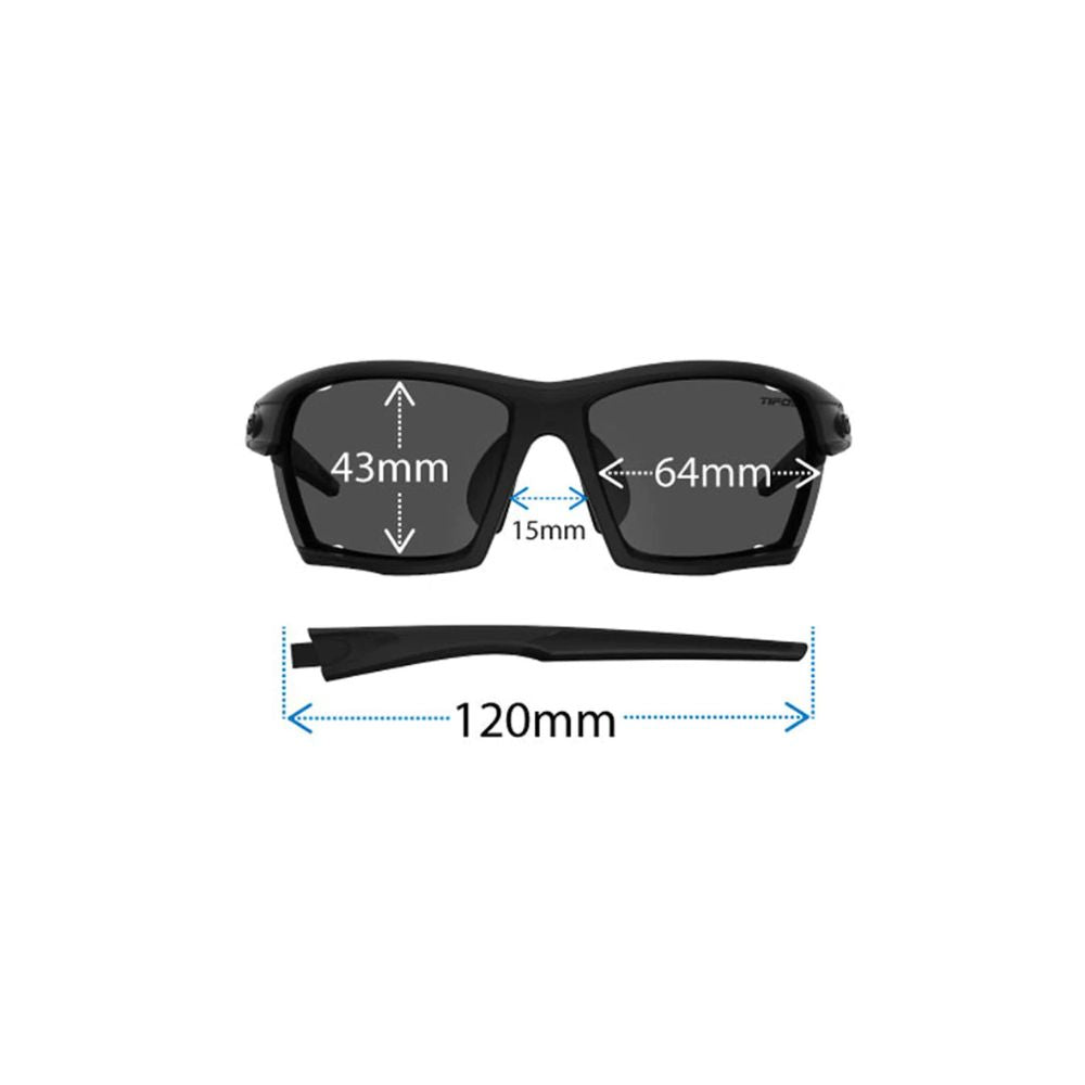 Tifosi Kilo Blackout Smoke Polarized Sunglasses dimensions