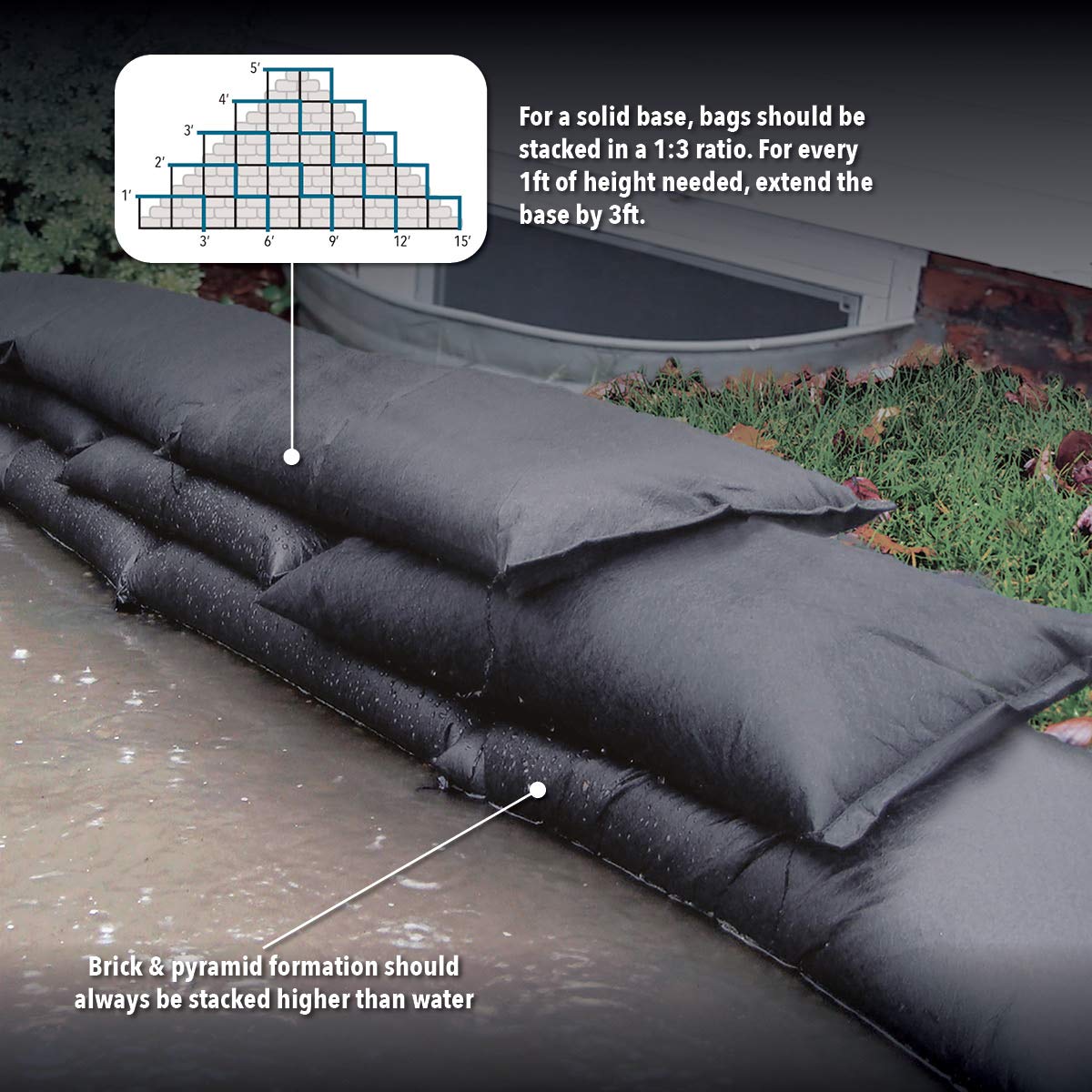 Quick Dam Water Activated Flood Bags 12cm x 22cm, 2-Pack