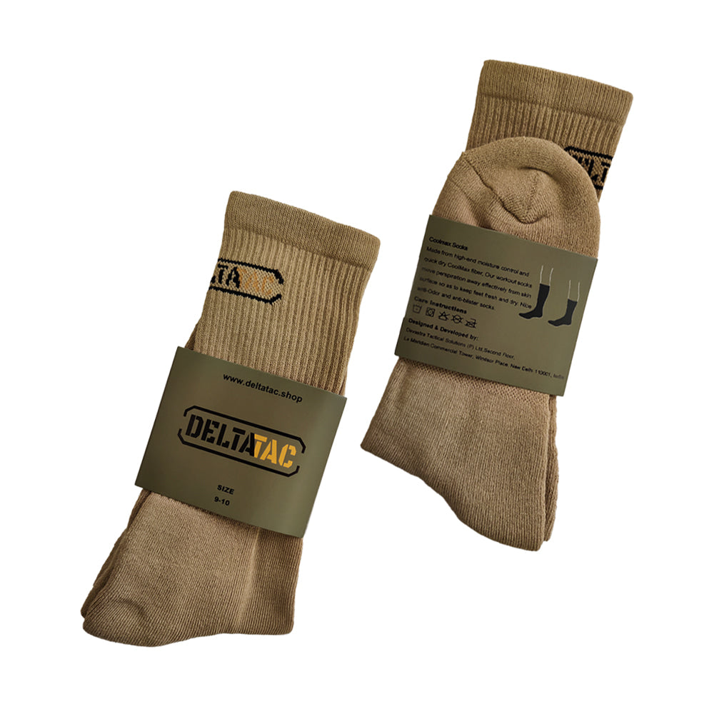 Coolmax Khaki Socks With Heel Cushioning