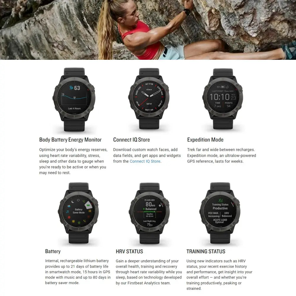 Garmin Fenix 6X Sapphire - Carbon Gray DLC with Black Band