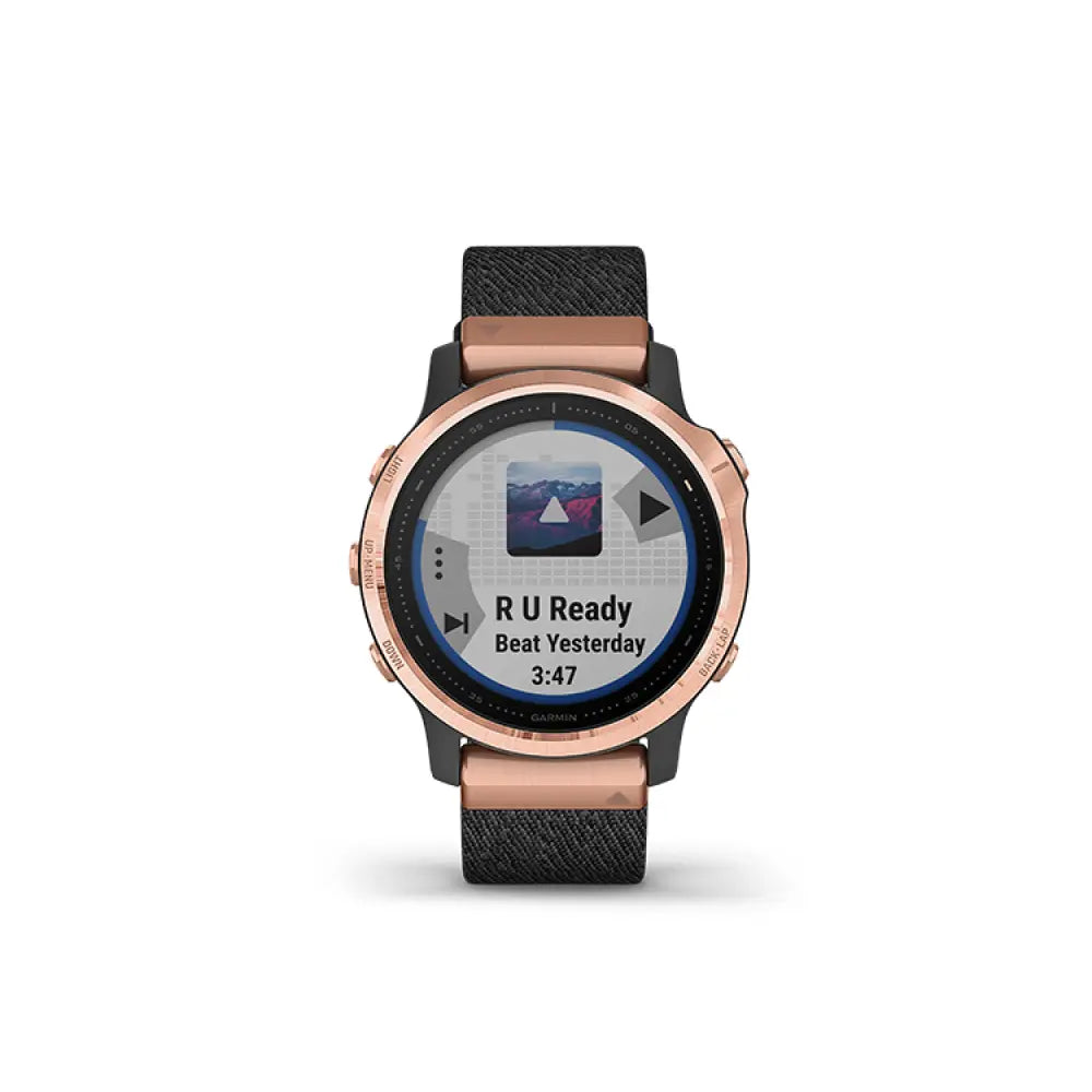 Garmin Fenix 6S Sapphire - Rose Gold Tone with Heathered Black Nylon Band