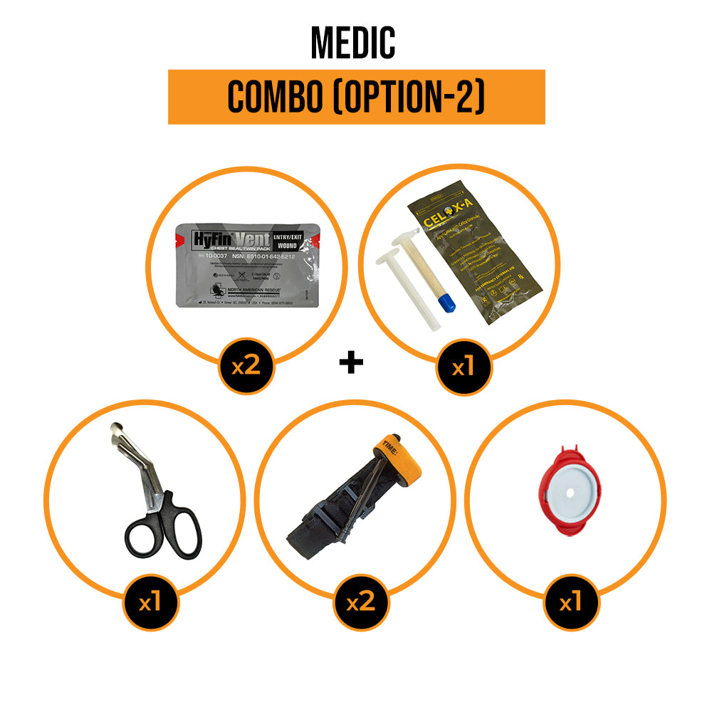 Medic Combo medical Kit celox hyfin chest seal hartmann trauma bandage medical scissors tourniquet t-ring 