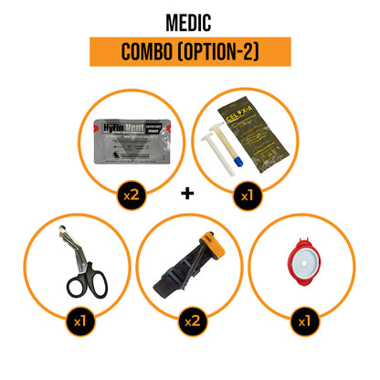 Medic Combo medical Kit celox hyfin chest seal hartmann trauma bandage medical scissors tourniquet t-ring 