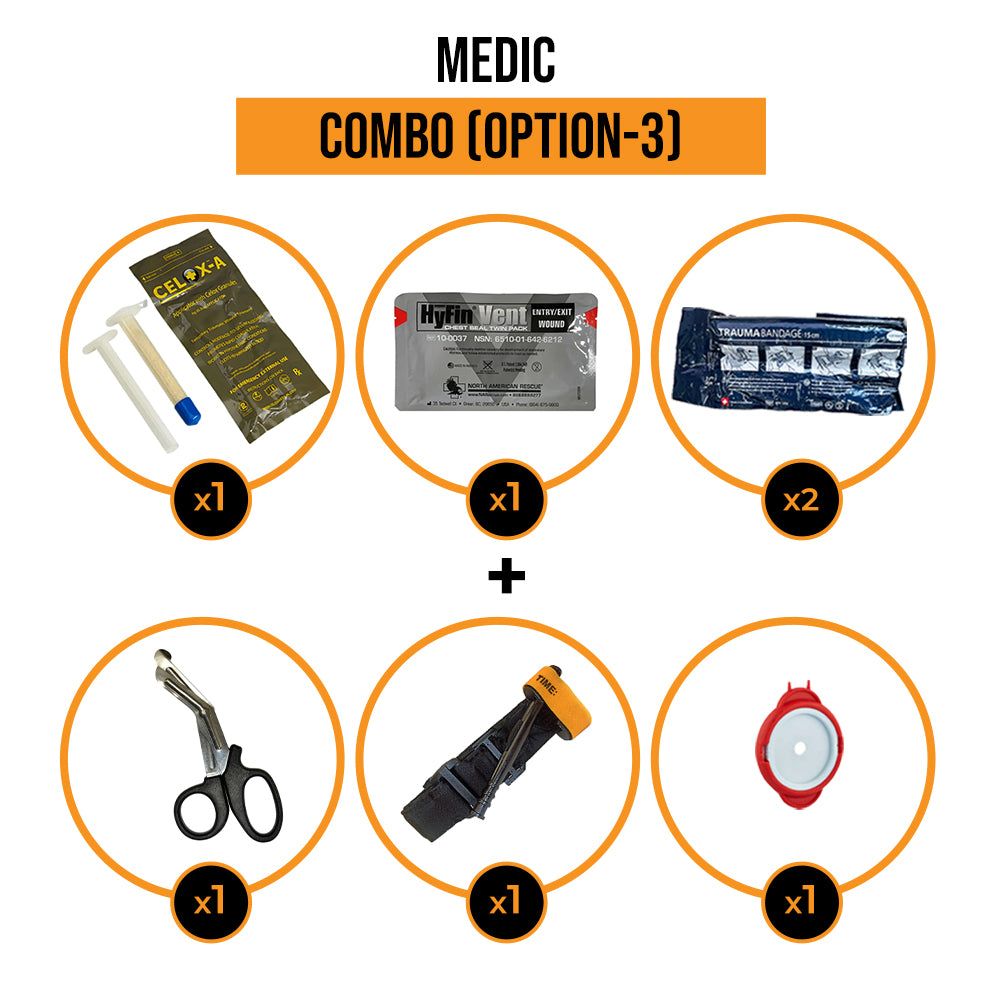 Medic Combo medical Kit celox hyfin chest seal hartmann trauma bandage medical scissors tourniquet t-ring 