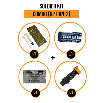 Soldier combo medical kit hartmann Trauma bandage 4 inch 6 inch, hyfin vent chest seal, deltatac battle field tourniquet