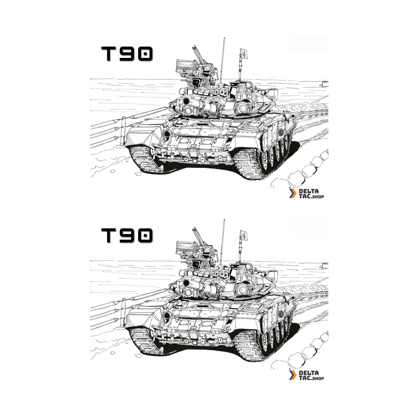 Indian Army T-90 Tank Sticker - Pack of 2 - deltatacstore