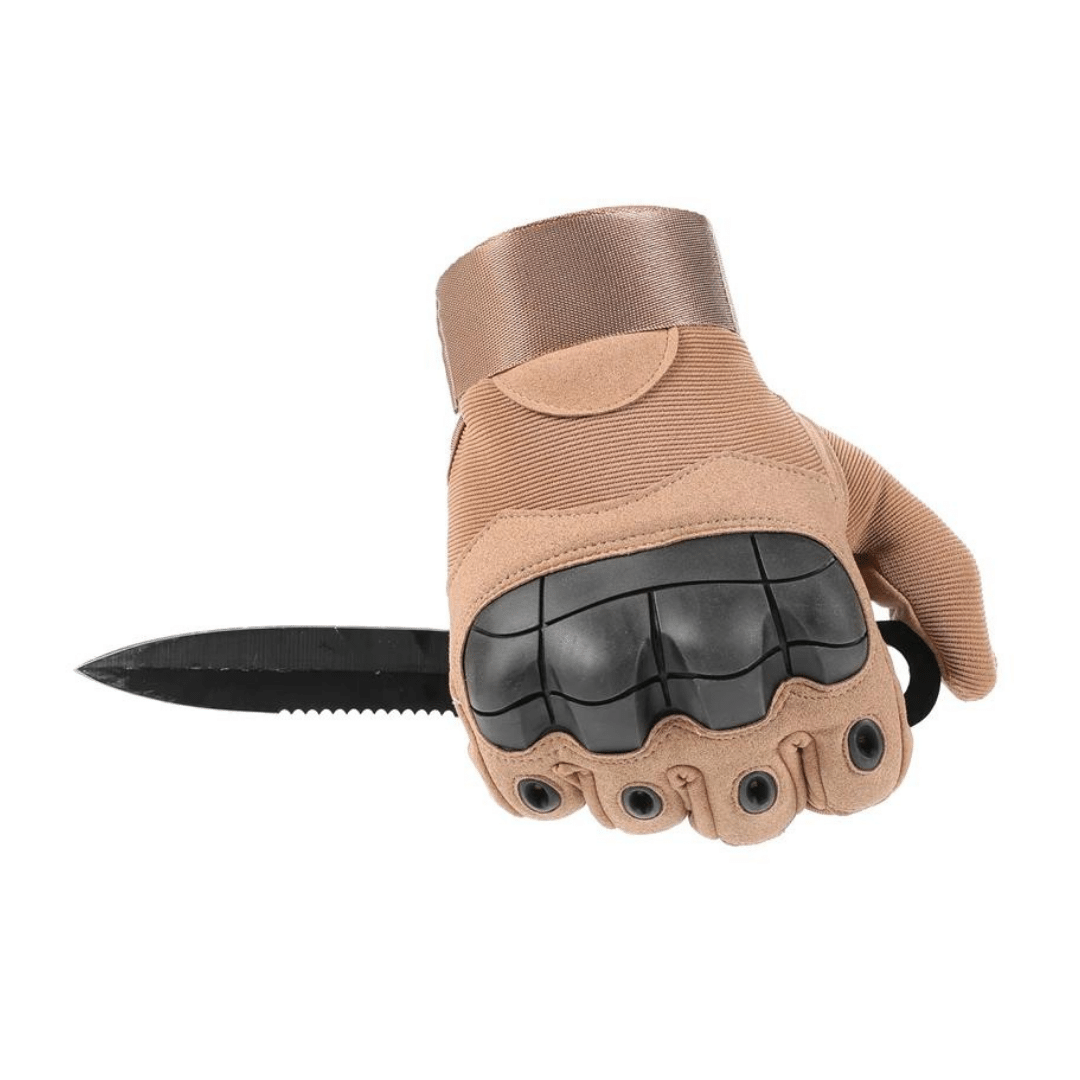 Tactical Full Finger Gloves with Knuckle Khaki