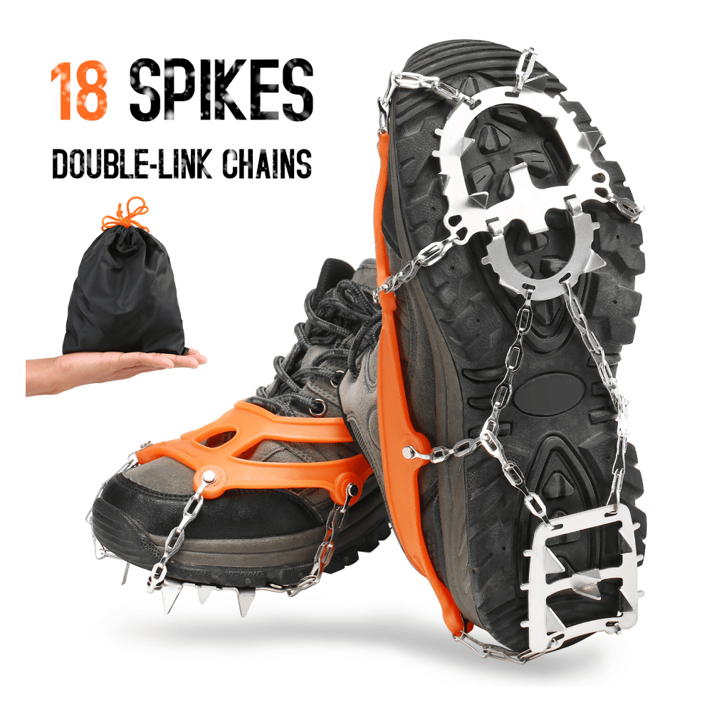 18 Spikes Black Crampon for Mountaineering and Ice Climbing