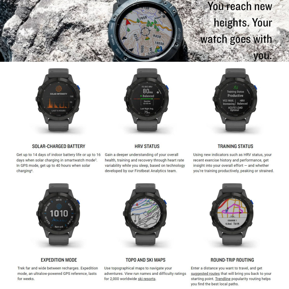 Garmin Fenix 6 Pro Solar Specification 