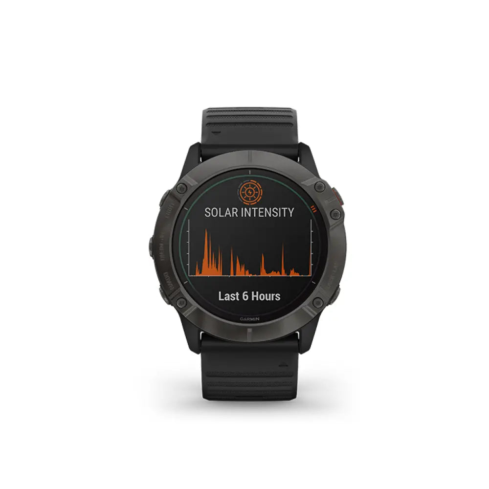 Garmin Fenix 6X Pro Solar - Titanium Carbon Gray DLC with Black Band