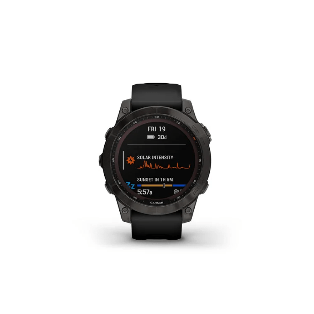Garmin Fenix 7 Sapphire Solar - Carbon Gray DLC Titanium with Black Ba…