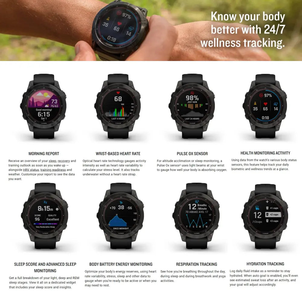 Garmin Fenix 7 Sapphire Solar Specifications